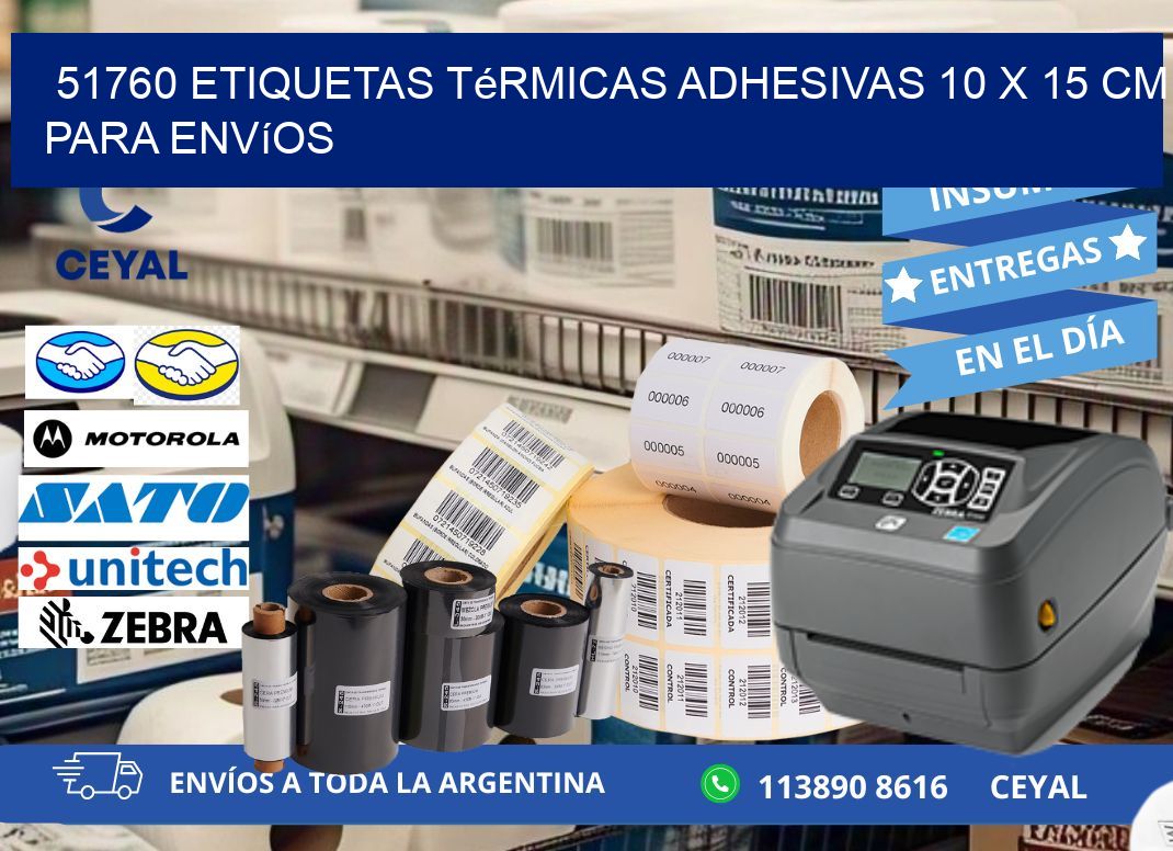 51760 Etiquetas Térmicas Adhesivas 10 x 15 cm para Envíos