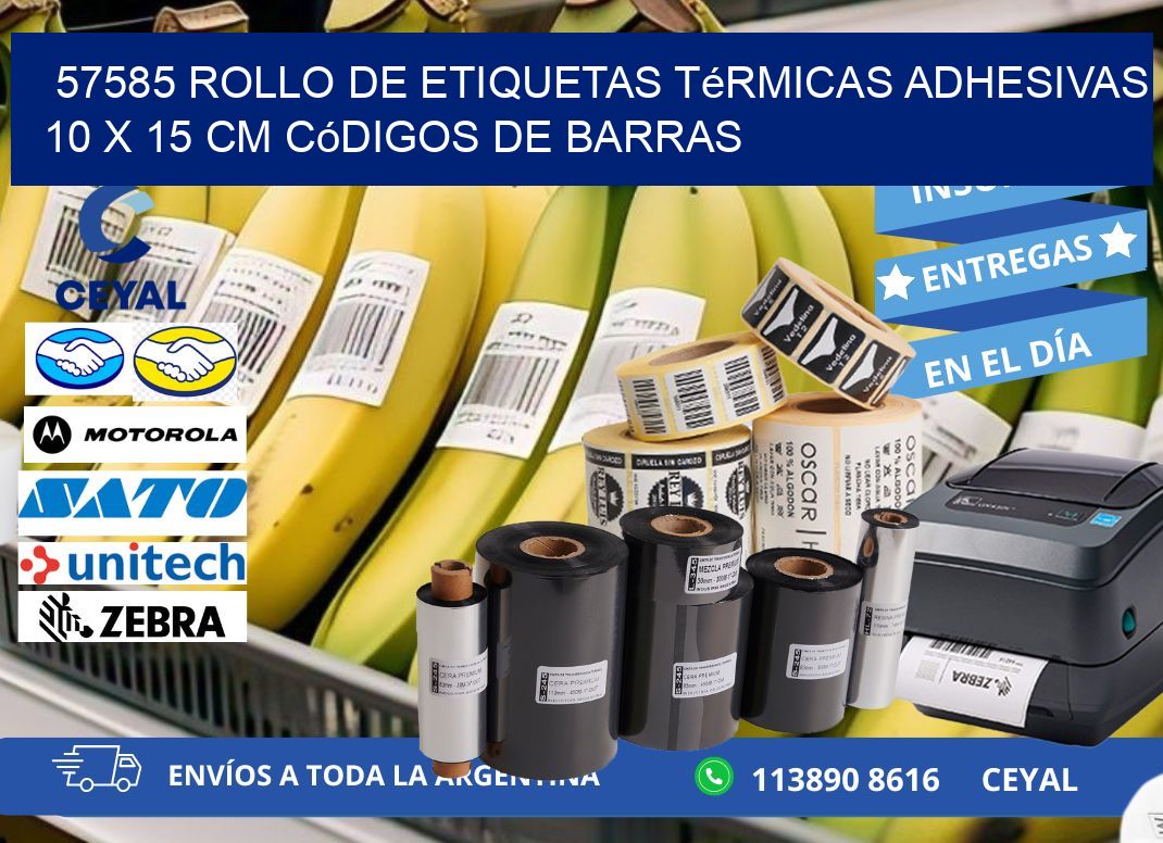57585 Rollo de Etiquetas Térmicas Adhesivas 10 x 15 cm Códigos de Barras