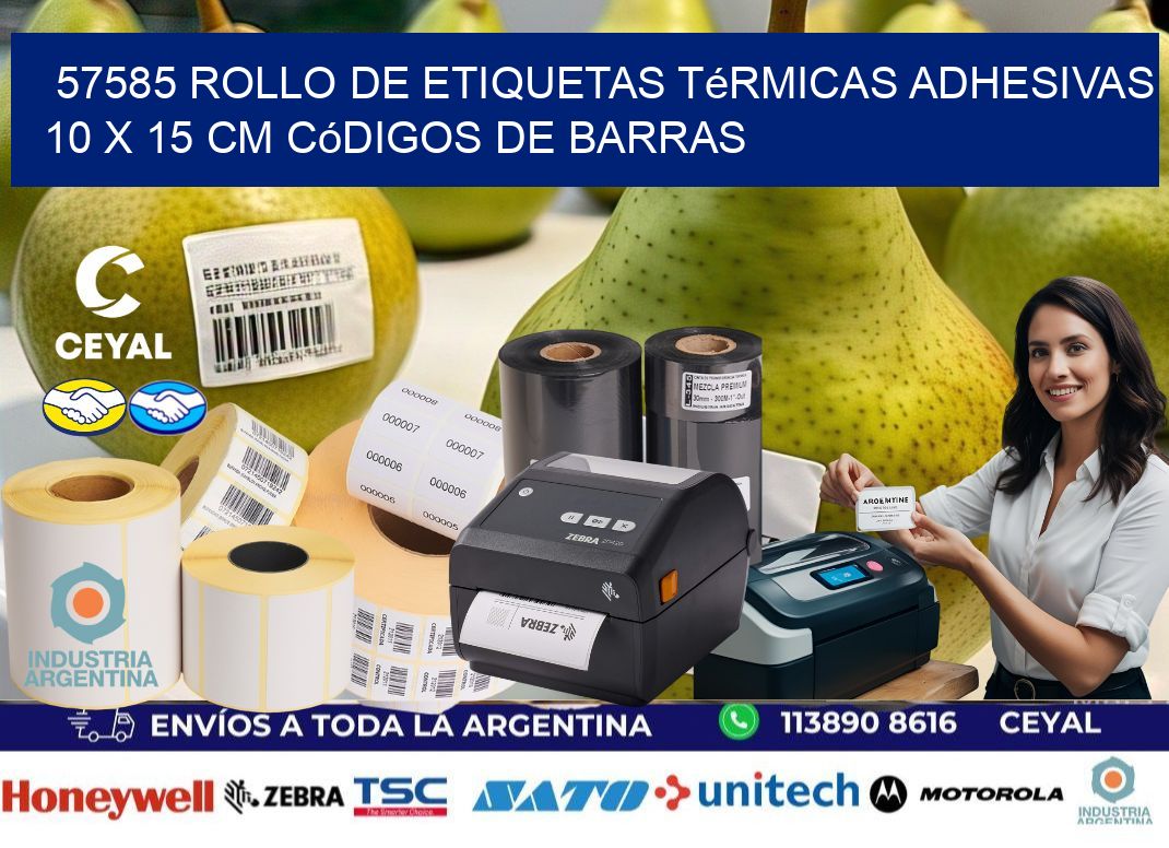 57585 Rollo de Etiquetas Térmicas Adhesivas 10 x 15 cm Códigos de Barras