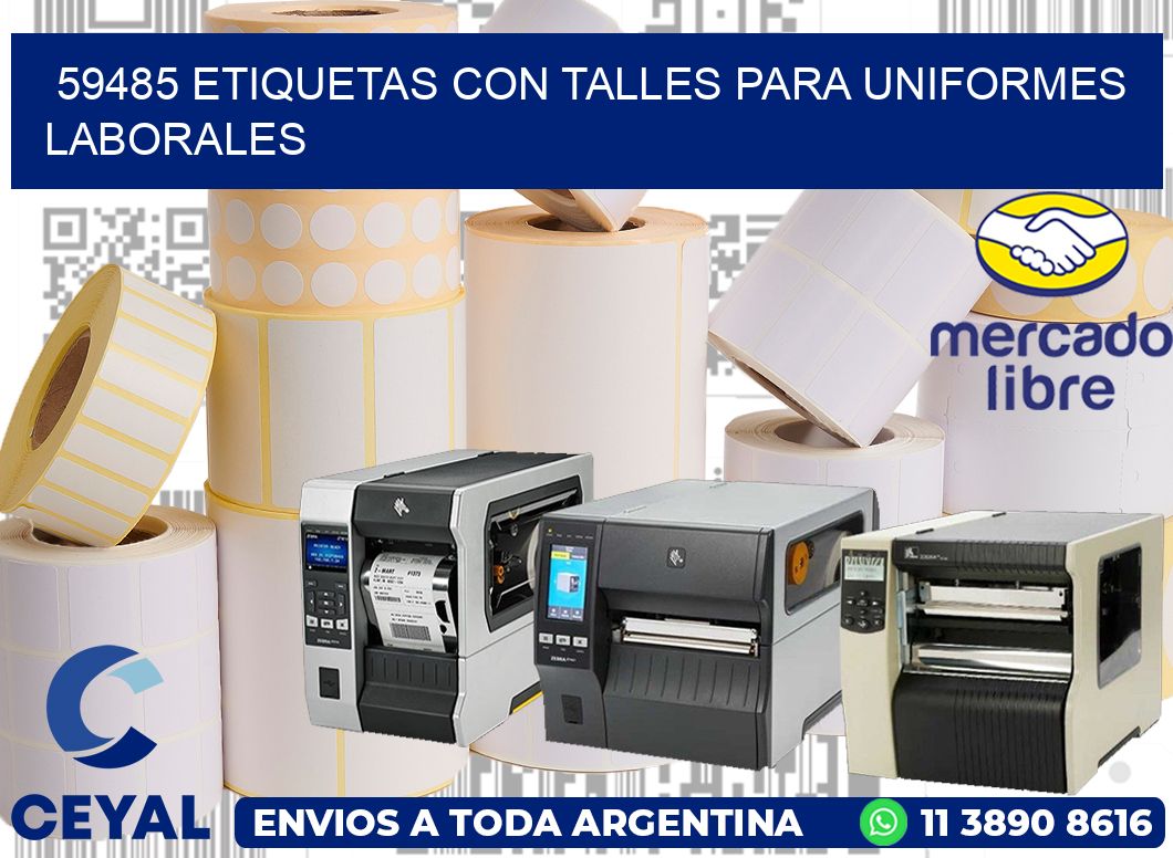59485 etiquetas con talles para uniformes laborales