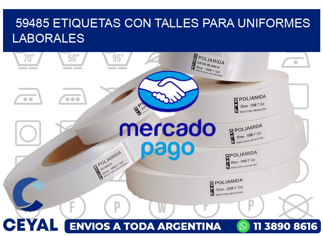 59485 etiquetas con talles para uniformes laborales