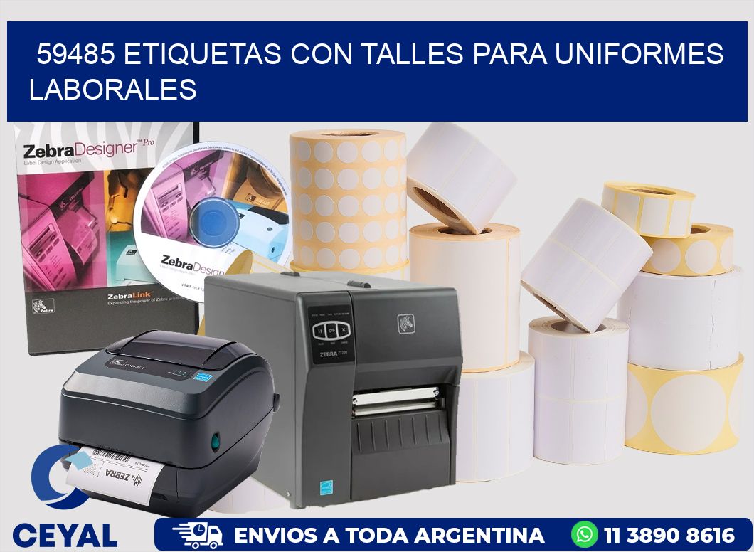 59485 etiquetas con talles para uniformes laborales