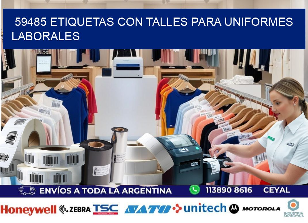 59485 etiquetas con talles para uniformes laborales