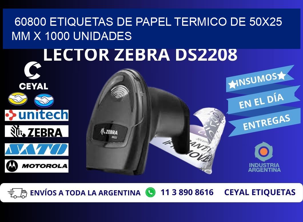 60800 Etiquetas De Papel Termico De 50x25 Mm X 1000 Unidades