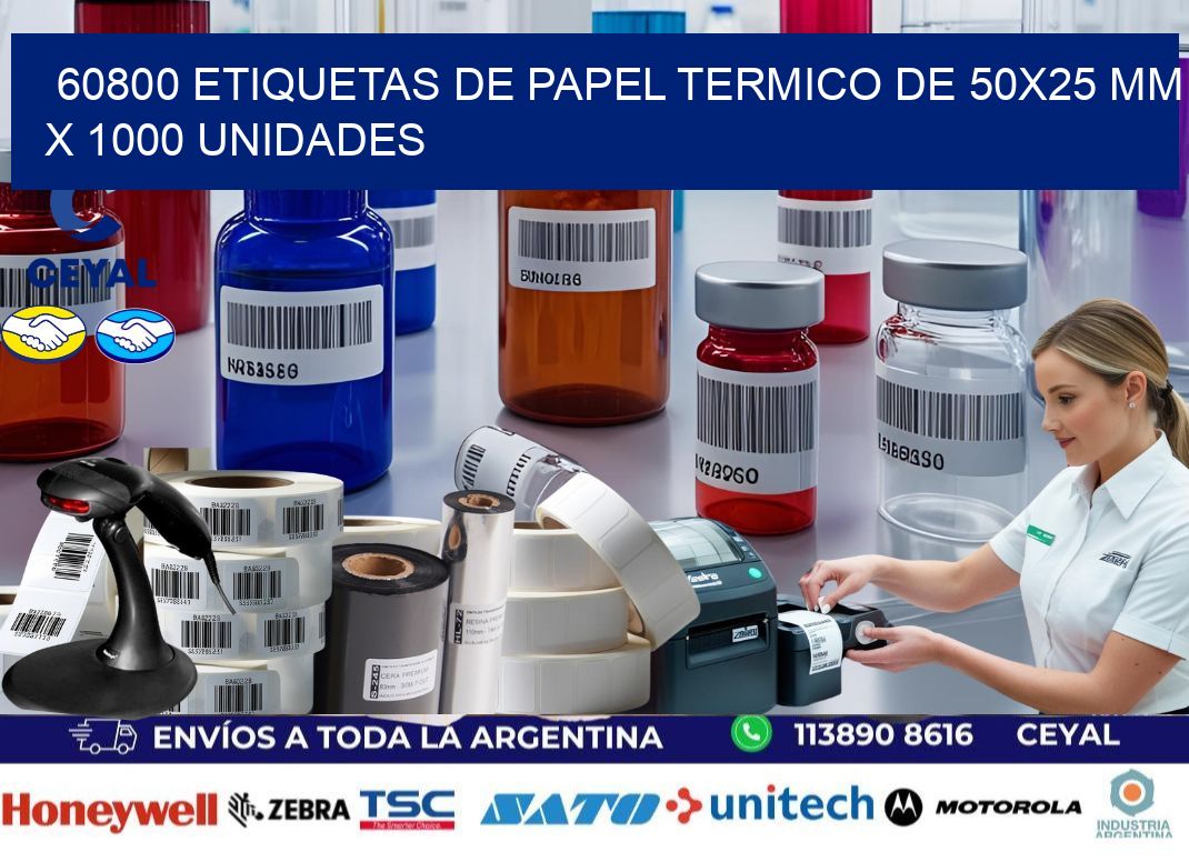 60800 Etiquetas De Papel Termico De 50x25 Mm X 1000 Unidades