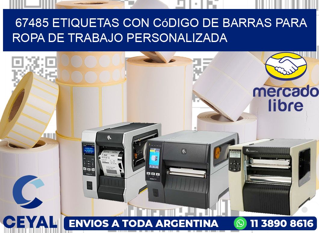 67485 Etiquetas con código de barras para ropa de trabajo personalizada