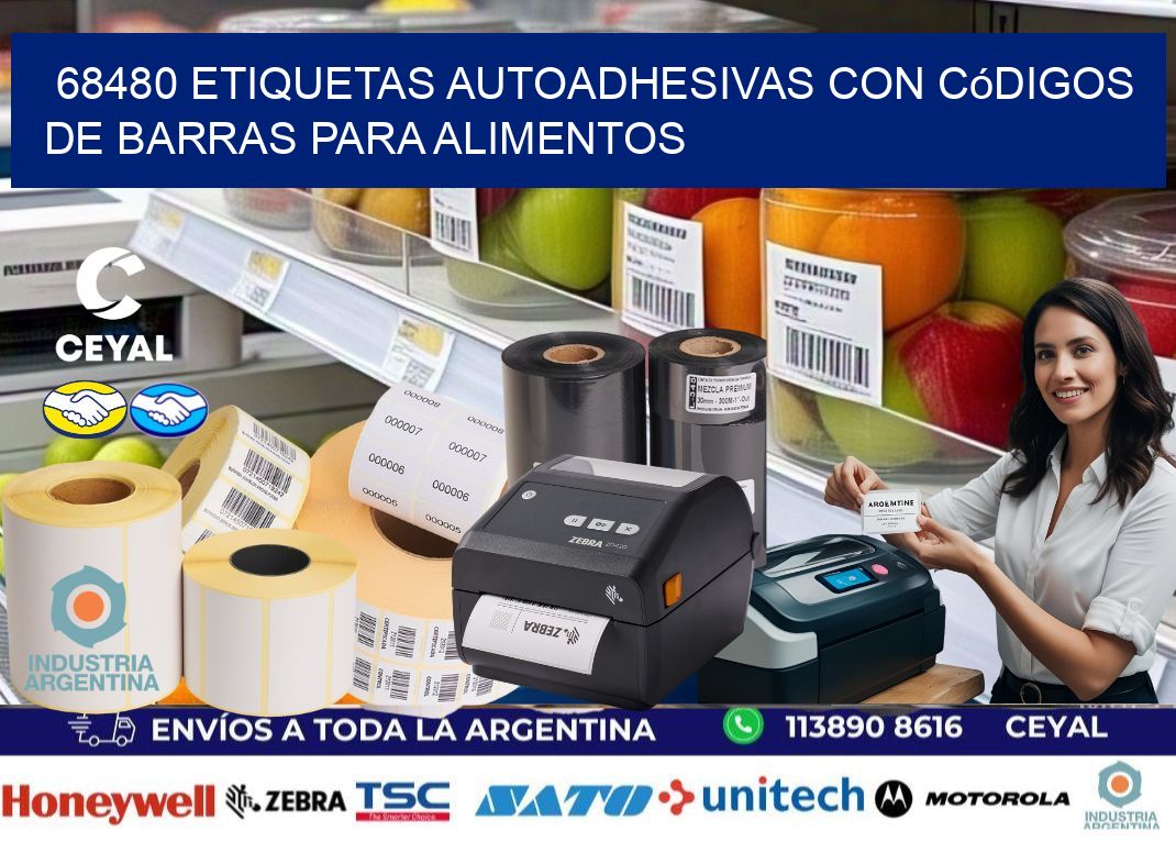 68480 Etiquetas autoadhesivas con códigos de barras para alimentos