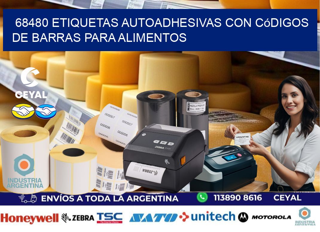 68480 Etiquetas autoadhesivas con códigos de barras para alimentos