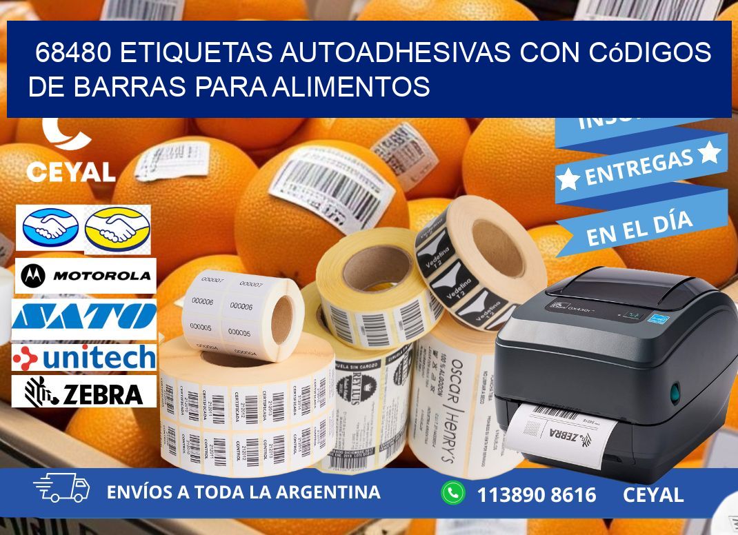 68480 Etiquetas autoadhesivas con códigos de barras para alimentos