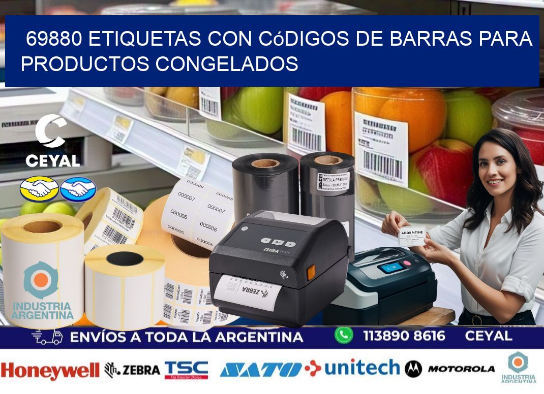 69880 Etiquetas con códigos de barras para productos congelados