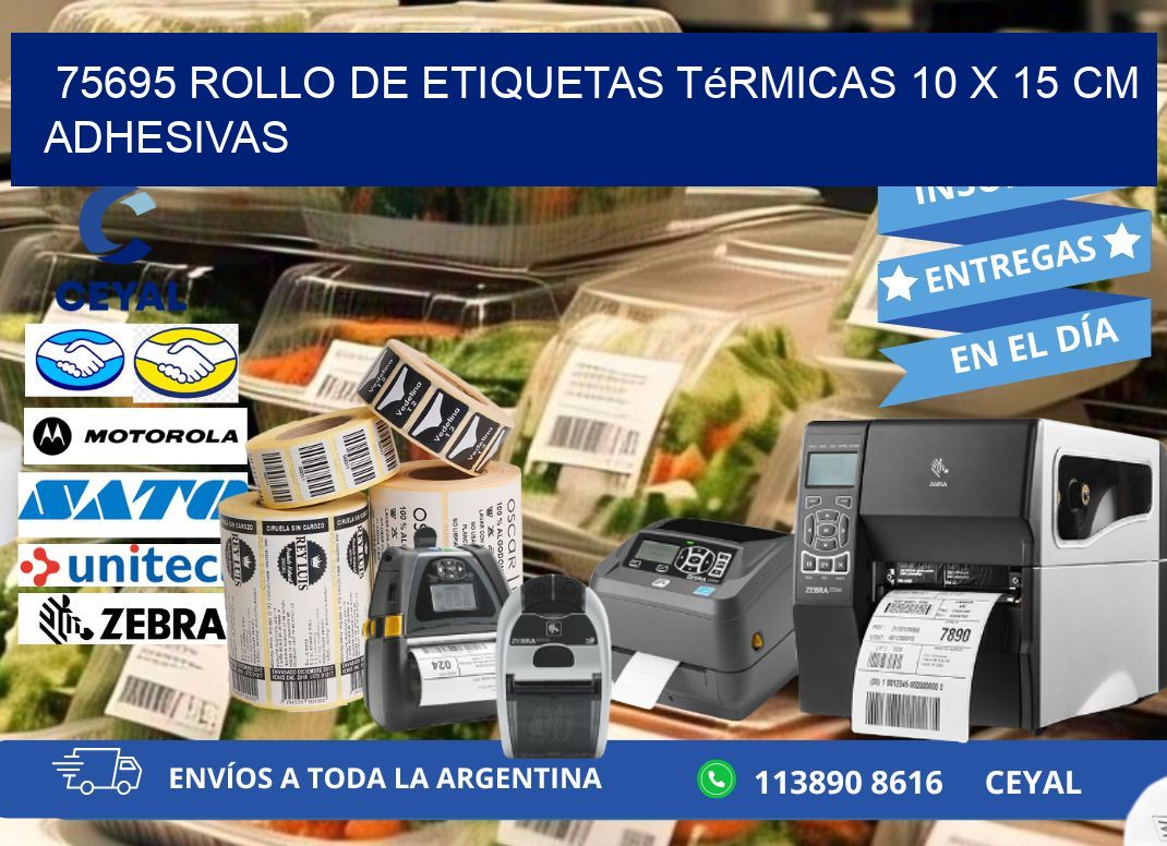 75695 Rollo de Etiquetas Térmicas 10 x 15 cm Adhesivas