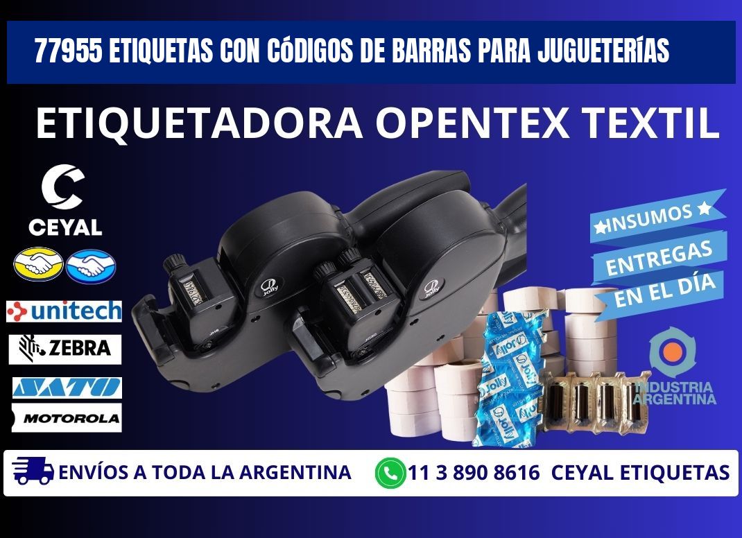 77955 etiquetas con códigos de barras para jugueterías