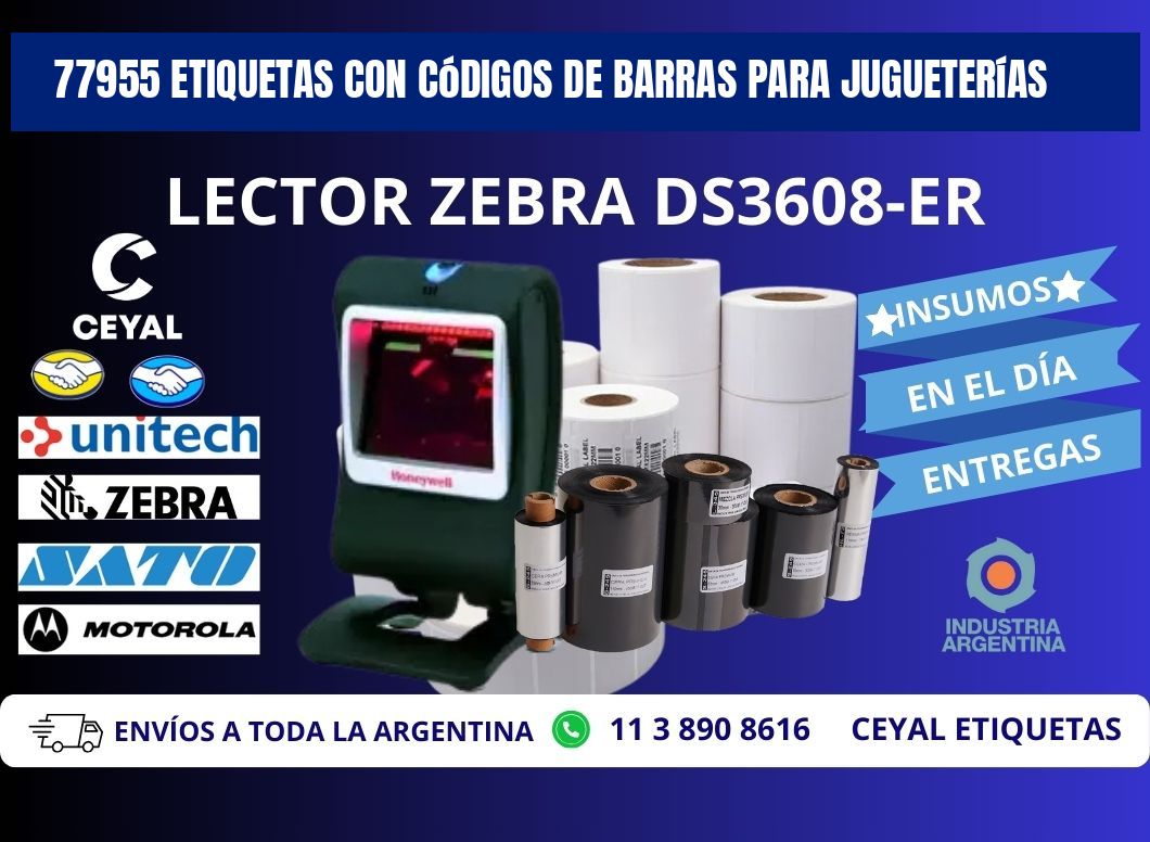 77955 etiquetas con códigos de barras para jugueterías
