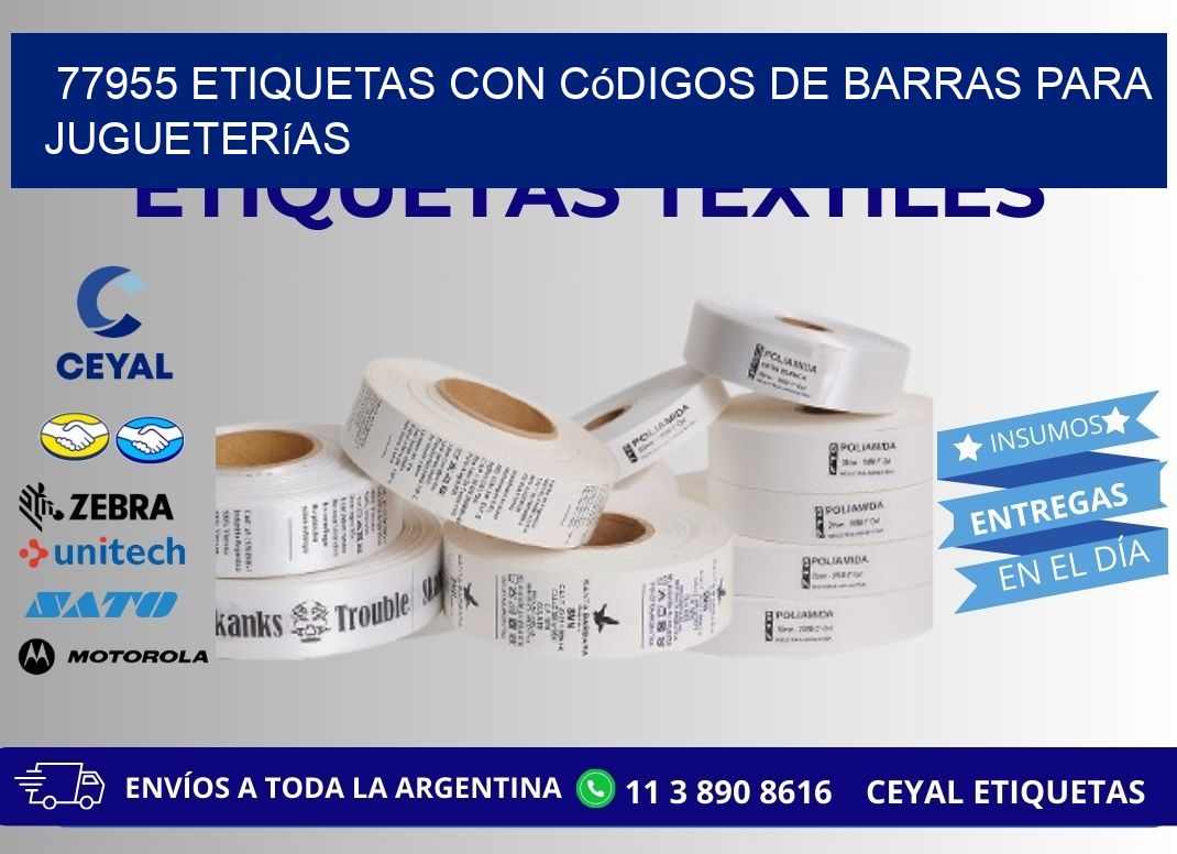 77955 etiquetas con códigos de barras para jugueterías