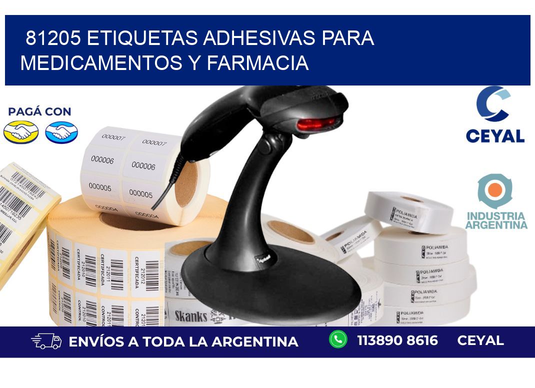 81205 Etiquetas adhesivas para medicamentos y farmacia