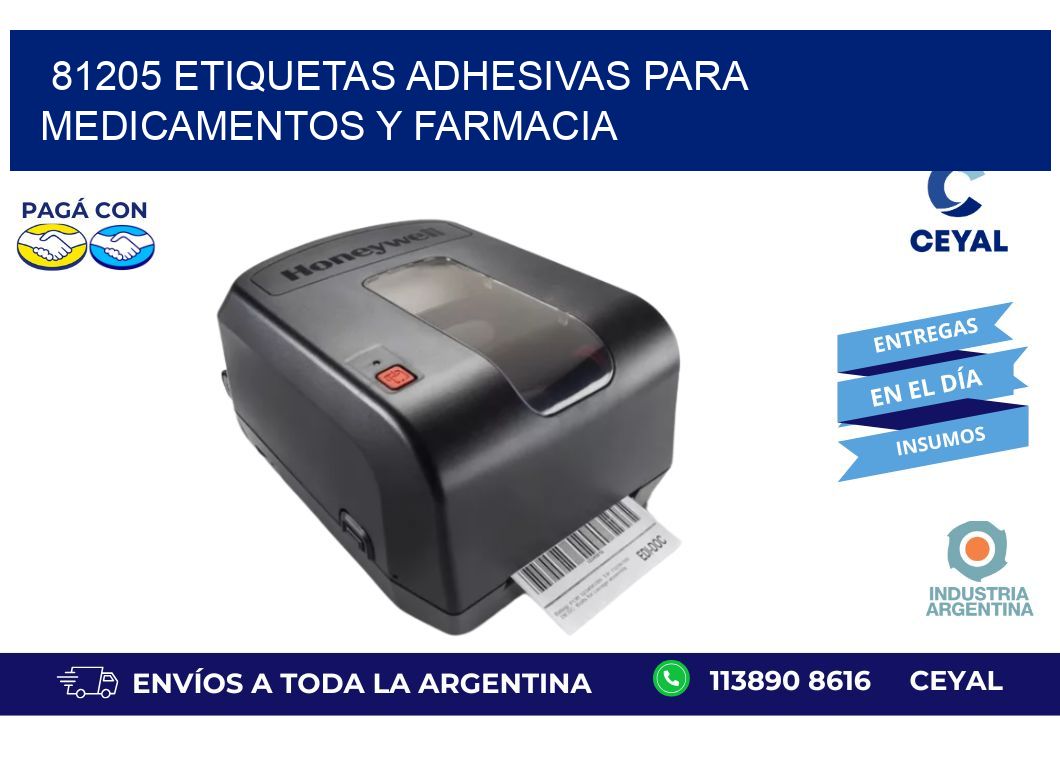 81205 Etiquetas adhesivas para medicamentos y farmacia