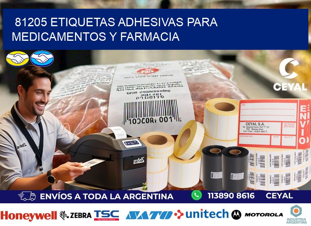 81205 Etiquetas adhesivas para medicamentos y farmacia