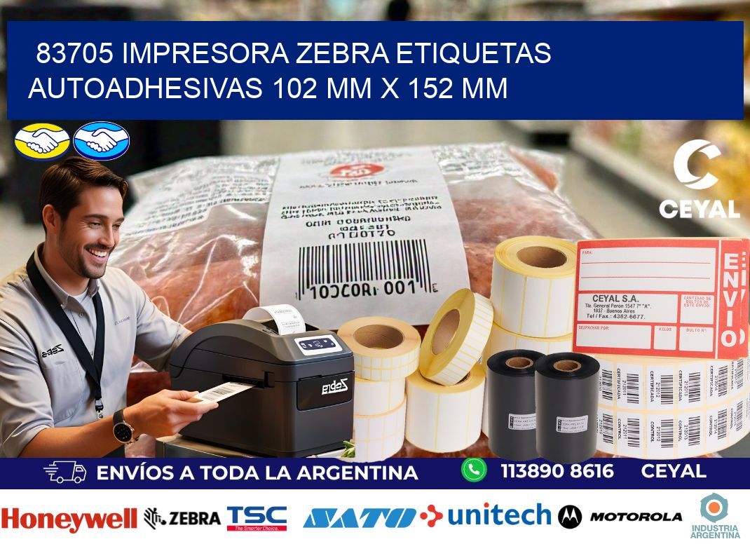 83705 impresora zebra etiquetas autoadhesivas 102 mm x 152 mm