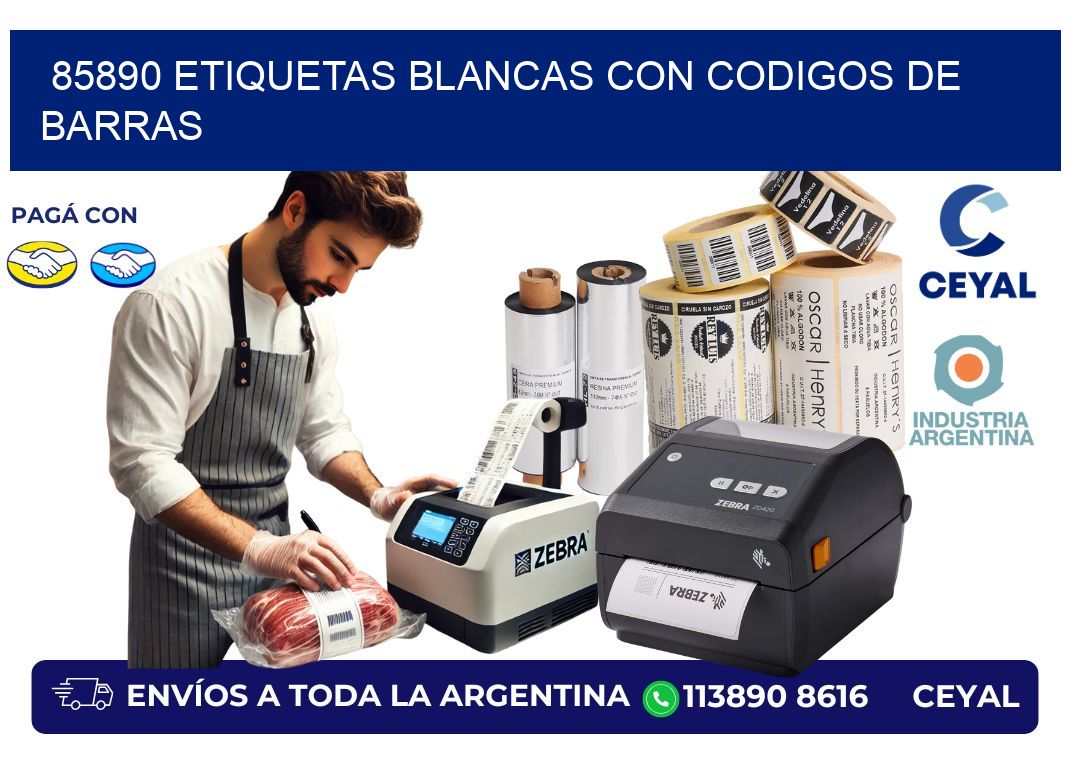 85890 etiquetas blancas con codigos de barras