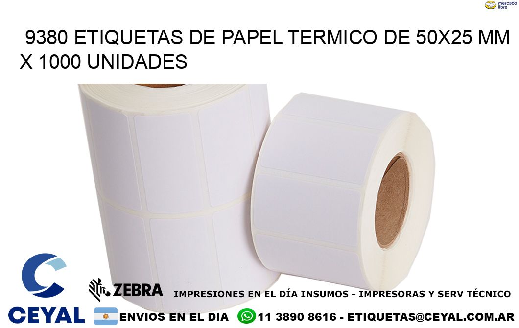 9380 Etiquetas De Papel Termico De 50×25 Mm X 1000 Unidades