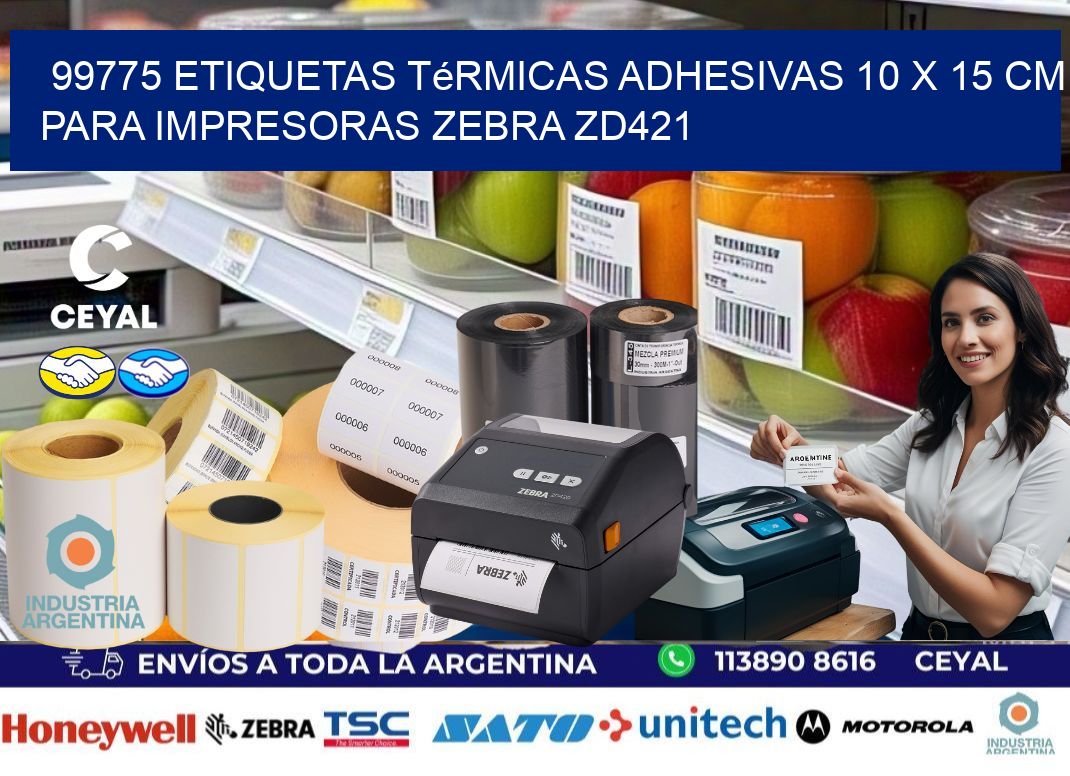99775 Etiquetas Térmicas Adhesivas 10 x 15 cm para Impresoras Zebra ZD421