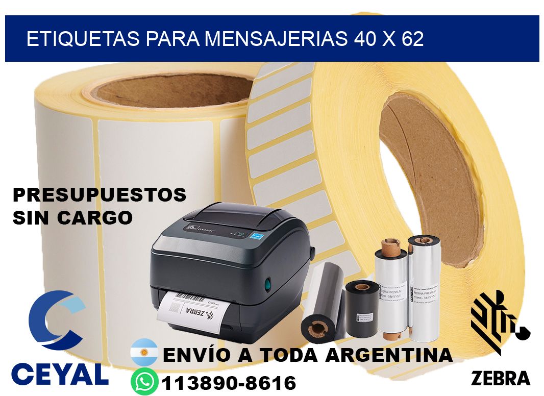 ETIQUETAS PARA MENSAJERIAS 40 x 62