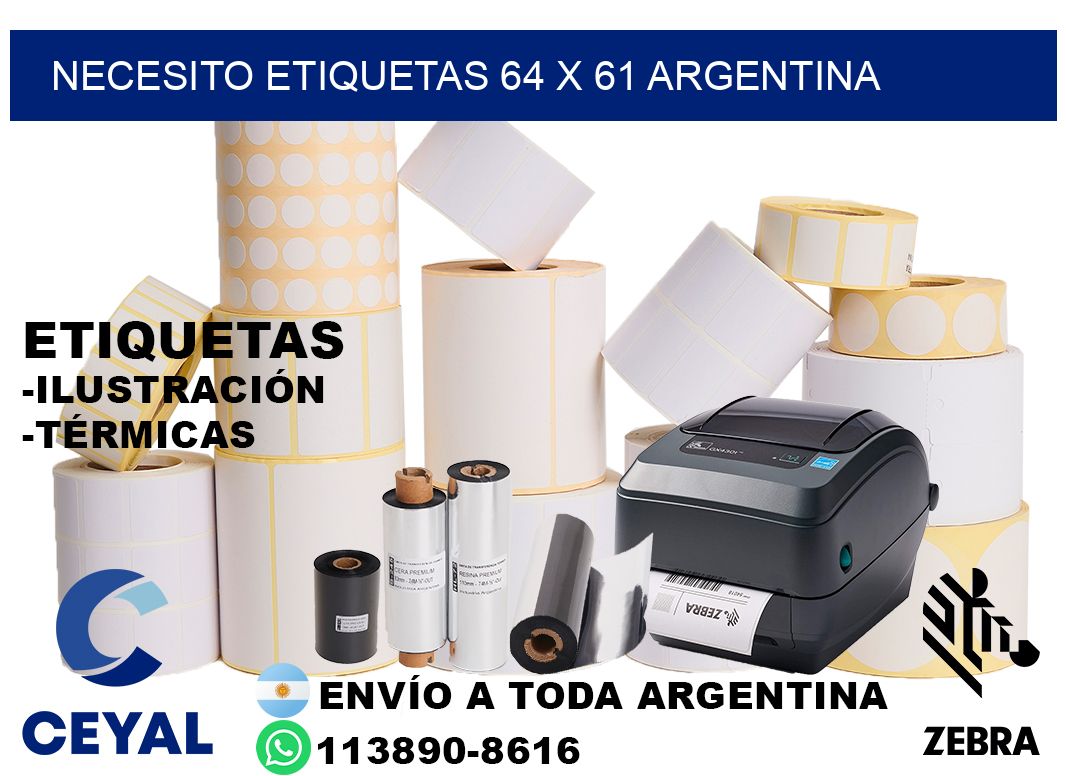 Necesito etiquetas 64 x 61 argentina