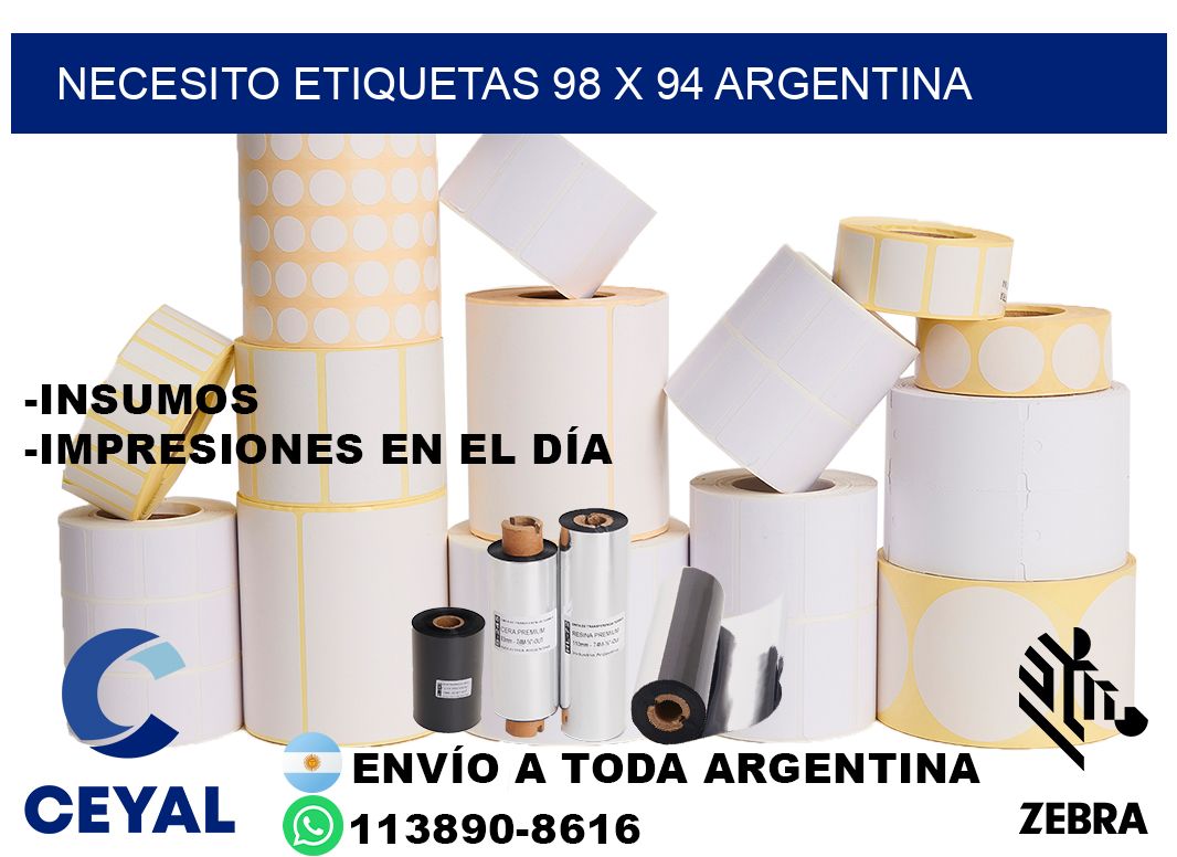 Necesito etiquetas 98 x 94 argentina