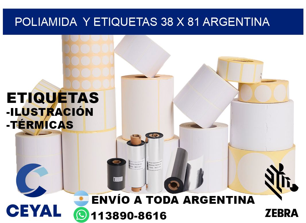 Poliamida  y etiquetas 38 x 81 argentina