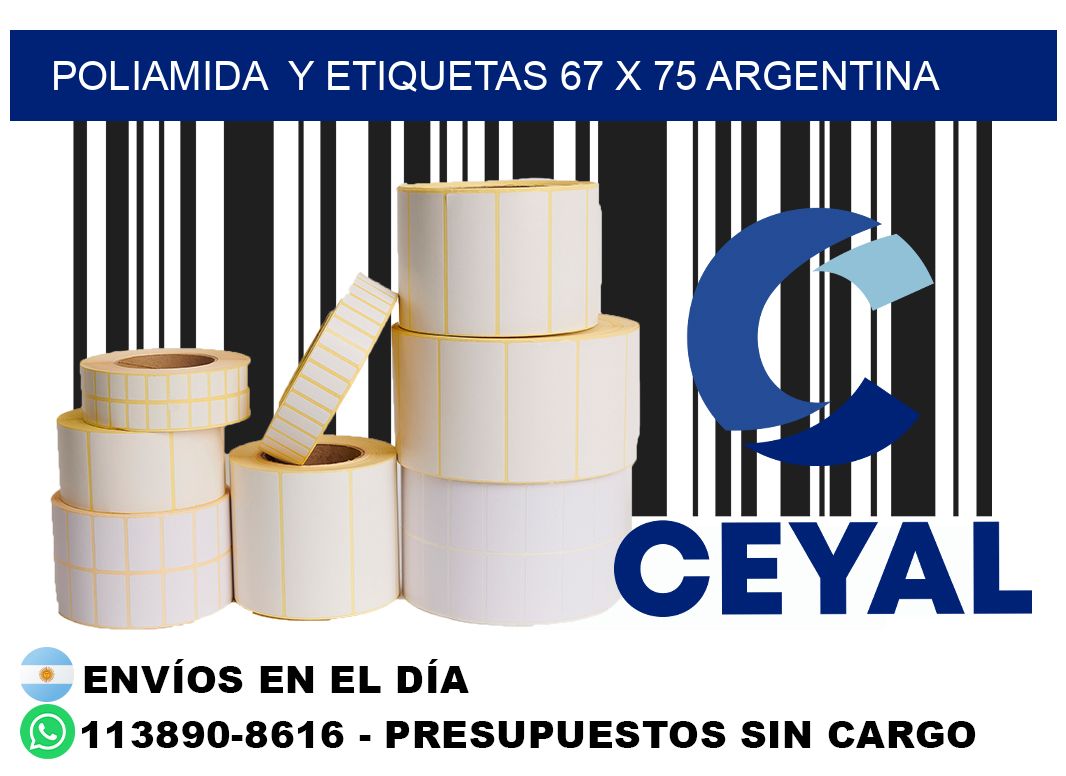 Poliamida  y etiquetas 67 x 75 argentina