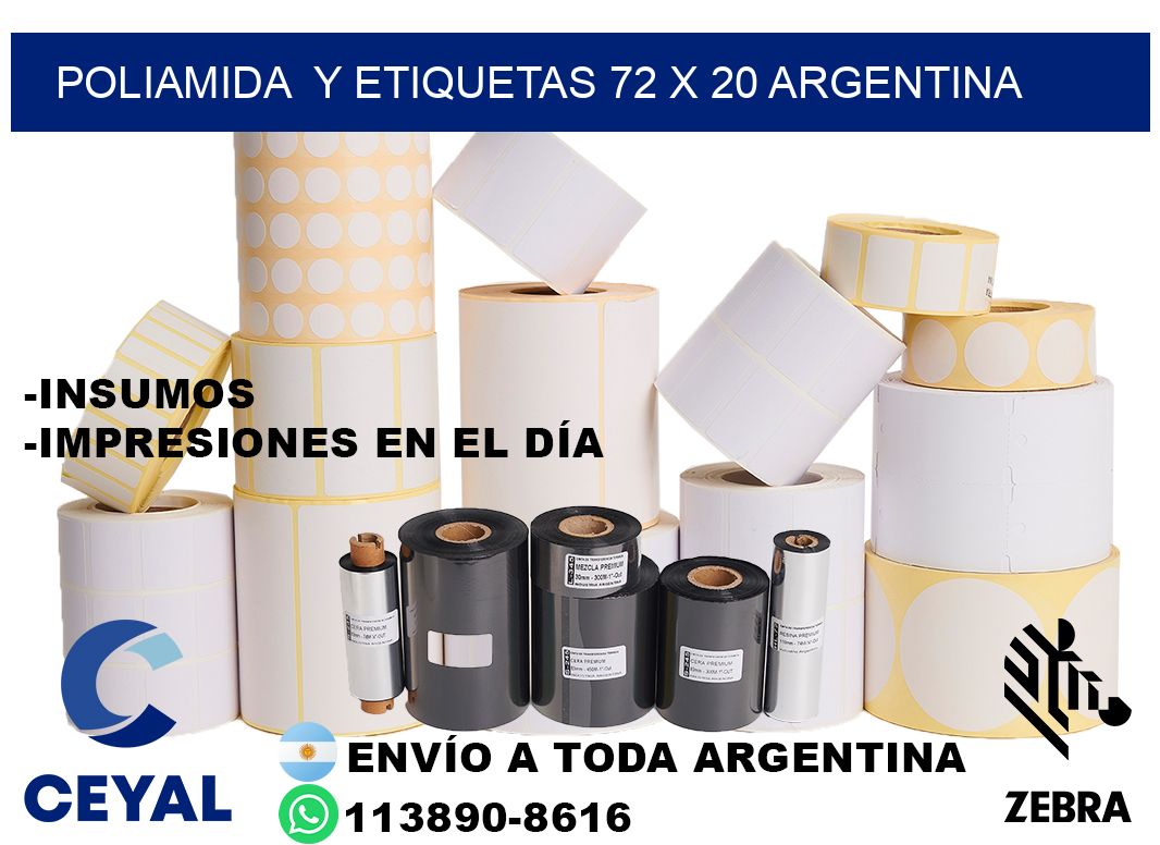 Poliamida  y etiquetas 72 x 20 argentina