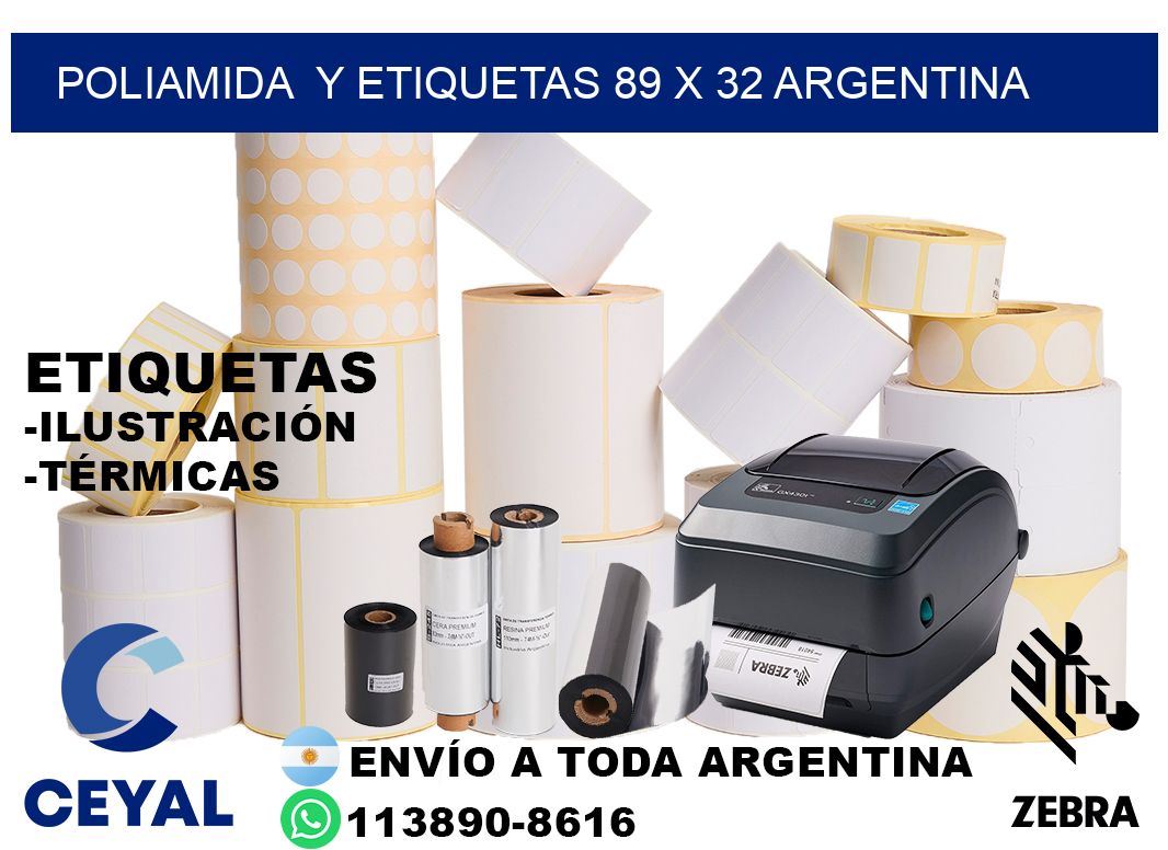 Poliamida  y etiquetas 89 x 32 argentina
