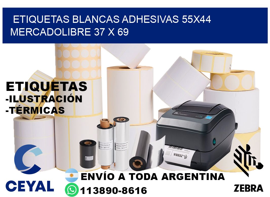 etiquetas blancas adhesivas 55x44 mercadolibre 37 x 69
