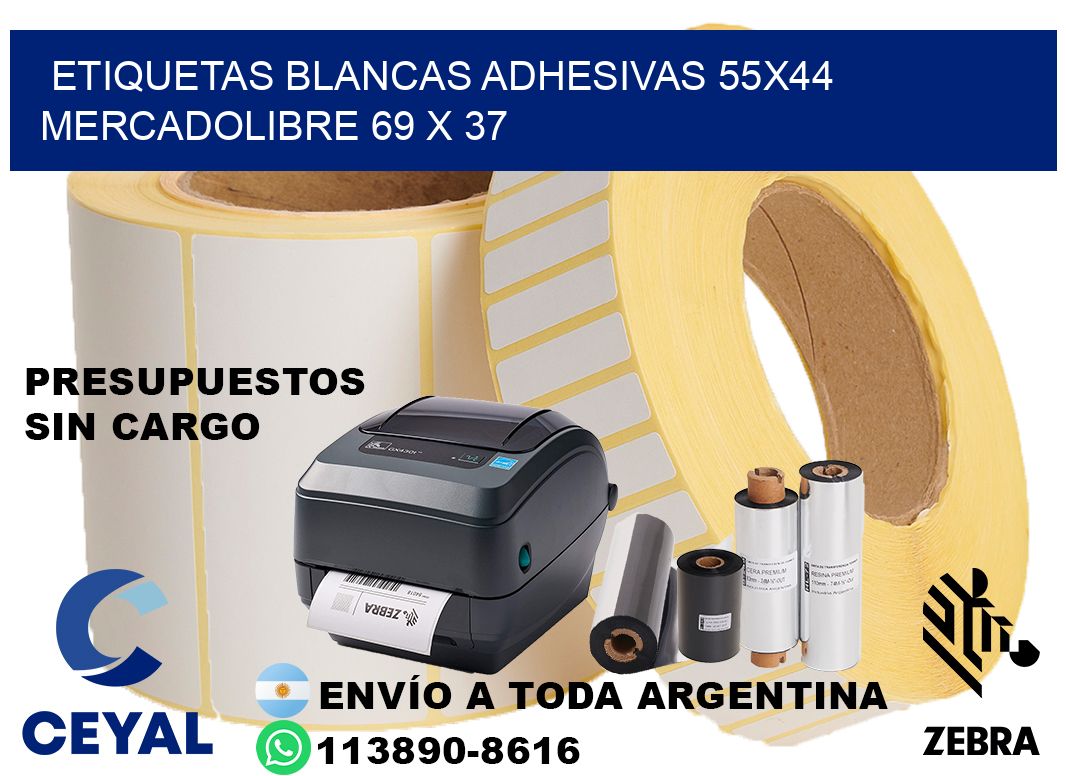 etiquetas blancas adhesivas 55x44 mercadolibre 69 x 37
