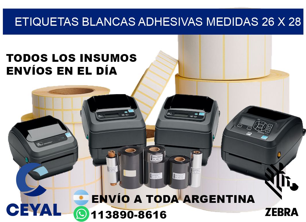 etiquetas blancas adhesivas medidas 26 x 28