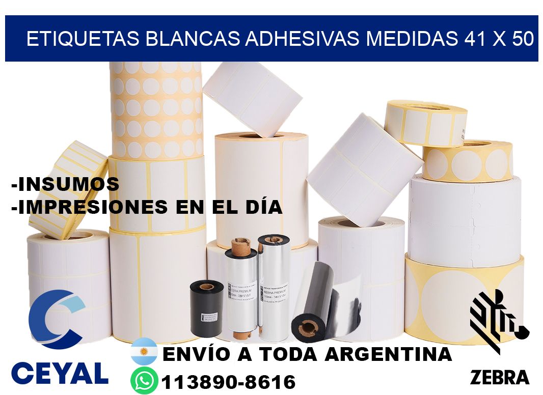 etiquetas blancas adhesivas medidas 41 x 50