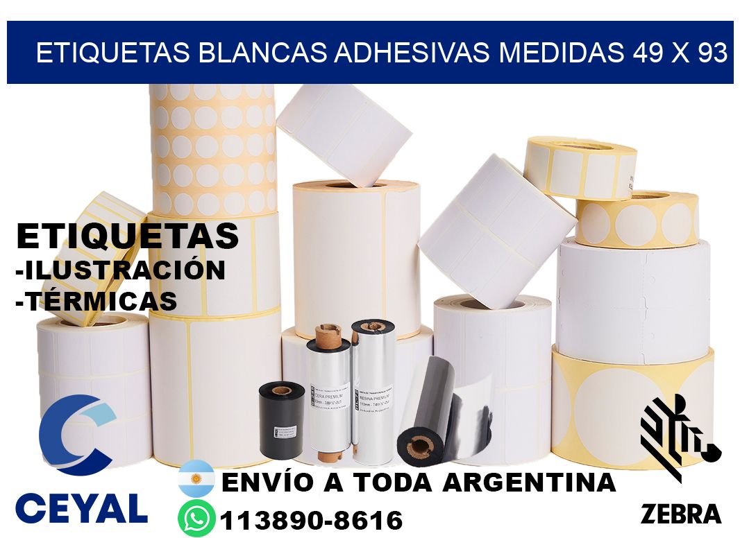 etiquetas blancas adhesivas medidas 49 x 93