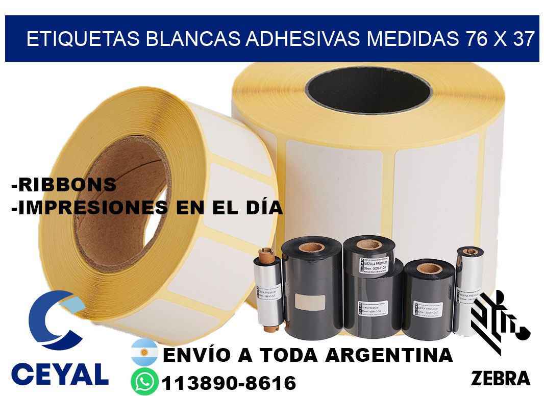 etiquetas blancas adhesivas medidas 76 x 37