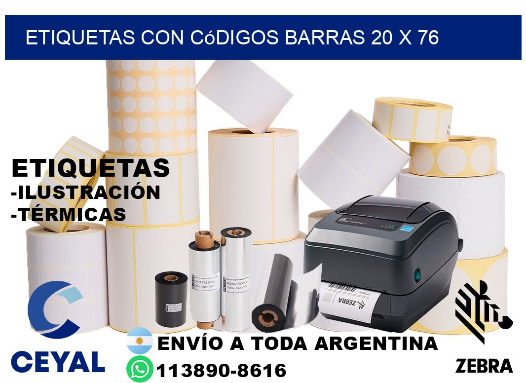 etiquetas con códigos barras 20 x 76