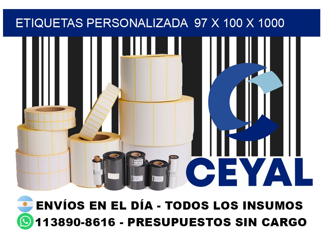 etiquetas personalizada  97 x 100 x 1000