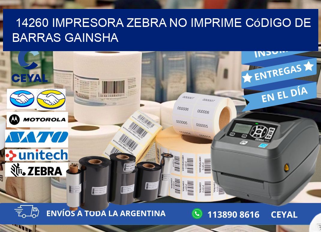 14260 impresora Zebra no imprime código de barras GAINSHA