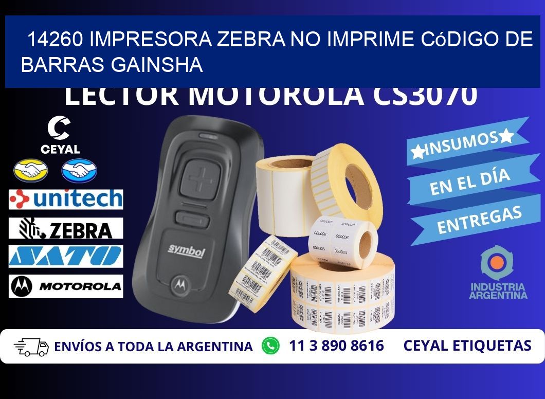 14260 impresora Zebra no imprime código de barras GAINSHA