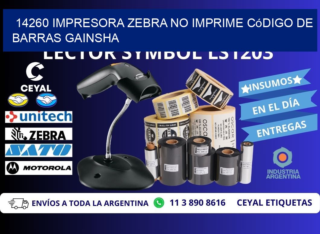14260 impresora Zebra no imprime código de barras GAINSHA
