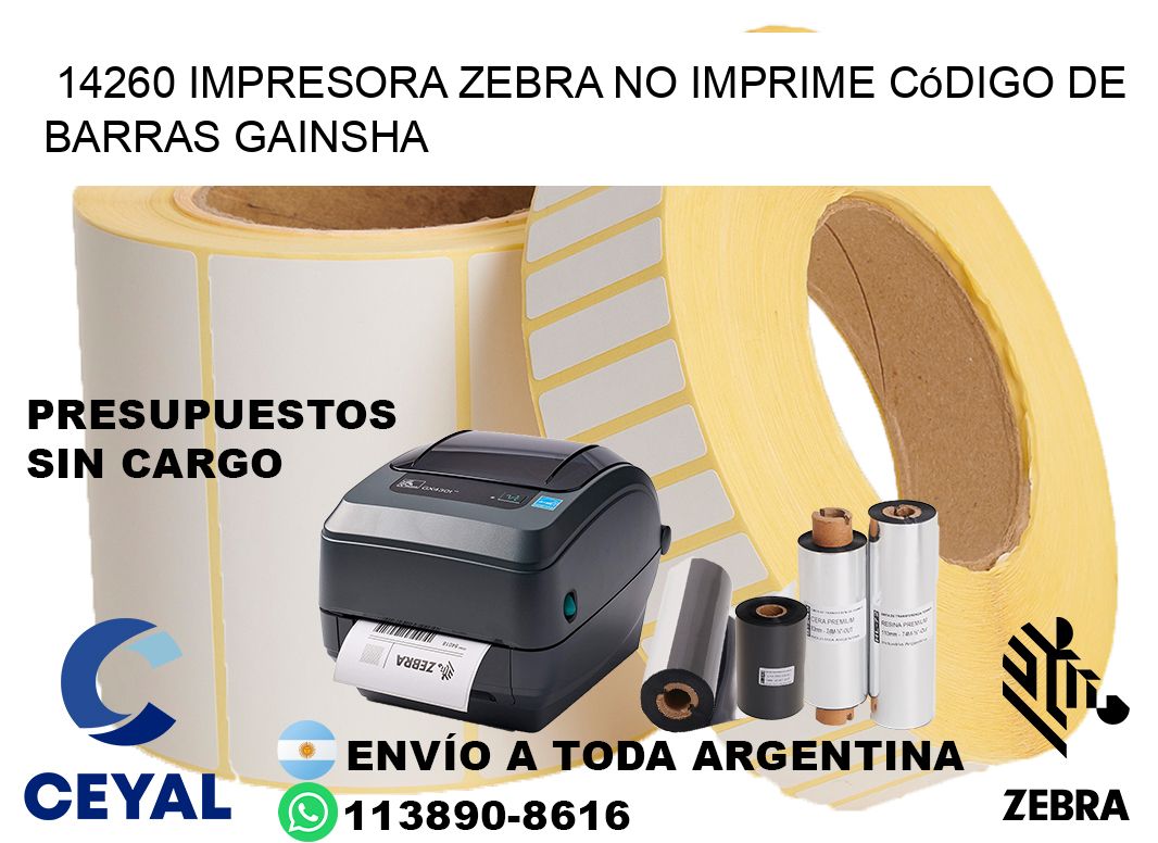14260 impresora Zebra no imprime código de barras GAINSHA