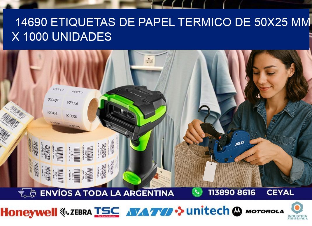 14690 Etiquetas De Papel Termico De 50x25 Mm X 1000 Unidades