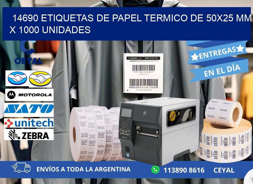 14690 Etiquetas De Papel Termico De 50x25 Mm X 1000 Unidades