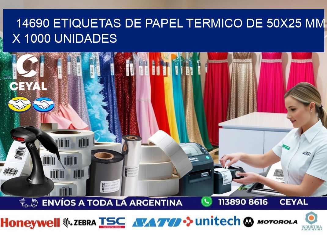14690 Etiquetas De Papel Termico De 50×25 Mm X 1000 Unidades