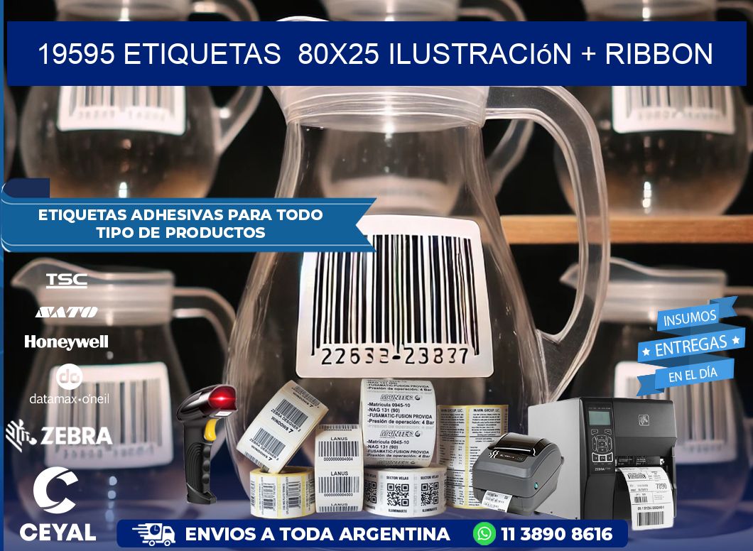 19595 etiquetas  80×25 ilustración + ribbon