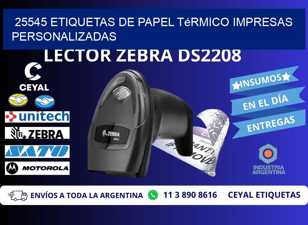 25545 Etiquetas de papel térmico impresas personalizadas