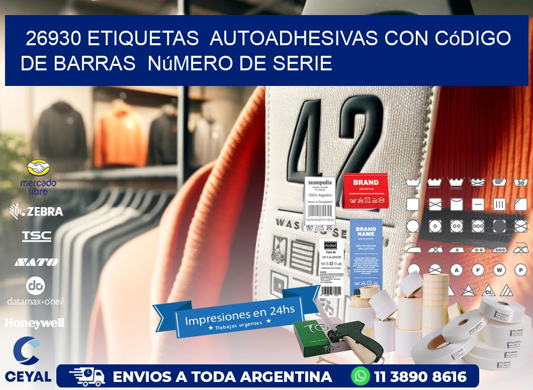 26930 etiquetas  autoadhesivas con código de barras  número de serie